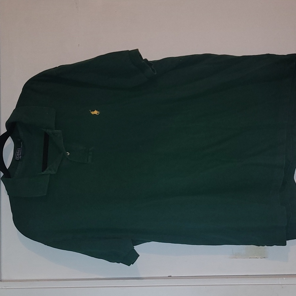 Mens XL Polo Ralph Lauren blue label Polo collared shirt green
